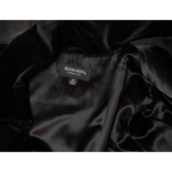 Vintage Velvet Coat, Winter Swing Coat, Knee Length Parka, Black, Bernardo - Picture 7 of 7